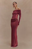 Judy Slinky And Mesh Maxi Skirt Wine