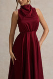 Kerri Berry Satin Cowl Neck Maxi Dress