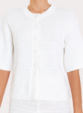 White Crochet Button Crop Shirt