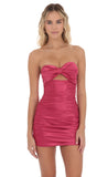 Satin Bow Cutout Dress in Pink