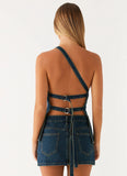 Maysa Denim Top Washed Denim