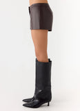 Coastline Faux Leather Micro Mini Shorts Chocolate