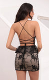 Lace Peplum Dress in Black