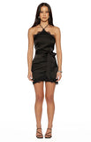 Avery Black Lace Trim Halter Neck Mini Dress