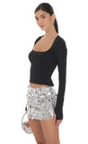 Circle Sequin Skirt in Silver