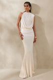 Umaira Cream High Neck Maxi Dress