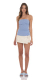 Strapless Double Slit Top in Blue