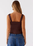 Lylah Satin Top Brown