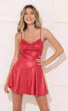 Ruched A line Dress in Red
