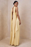 Charly Lemon Matte Satin Bandeau Maxi Dress With Scarf Detail