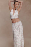 Amaris Gathered Plisse Maxi Skirt Floral Ditsy Print