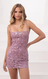 Sequin Pattern Square Neck Dress in Mauve