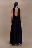 Santal Floral Chiffon Halter Maxi Dress Black