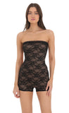 Strapless Lace Romper in Black