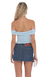 Embellished Off Shoulder Top in Light Blue