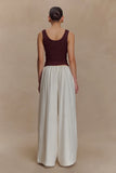 Callum Drawstring Straight Leg Pants White