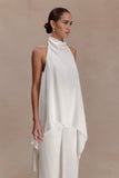 Sydney Asymmetrical Satin Halter Top Ivory