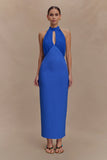 Mierah Halter Midi Dress Cobalt Blue