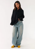 Torrie Oversized Polo Top Black