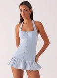 Georgina Denim Mini Dress Light Blue