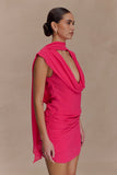 Giulia Chiffon Draped Mini Dress Raspberry