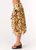Kia Low Rise Asymmetrical Midi Skirt Laguna Print