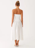 Cherry Skies Midi Dress White