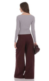 Pleated Baggy Trousers in Burgundy