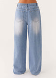Back Again Straight Leg Denim Jeans Light Wash Blue