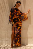 Elysia Smoke Print Asymmetric Crop Top