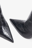 Uptown Black Croc Fitted Over Knee Pointed Heeled Boots