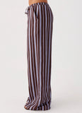 Fresh Face Linen Pants Purple Brown Stripe