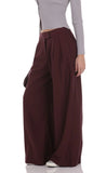 Pleated Baggy Trousers in Burgundy