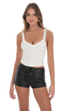 Studded Faux Leather Shorts in Black