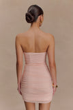 Jianna Strapless Mesh Mini Dress Powder Pink