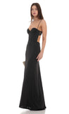 Open Back Mermaid Maxi Dress in Black