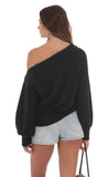 Off Shoulder Knitted Jumper in Black