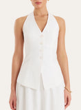White Cotton Halterneck Tailored Waistcoat