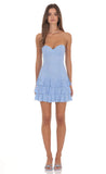 Strapless Floral Mini Dress In Blue