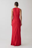 Esme Plunge Satin Maxi Dress Red