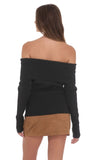 Off Shoulder Knitted Jumper in Black
