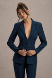 Unbeaten Navy Fitted Corset Blazer Jacket