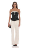 Strapless Polka Dot Top in Black