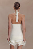 Willowmena Halter Neckline Mini Dress With Tubed Hem White