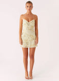 Vietta Sequin Cami Micro Mini Dress Yellow