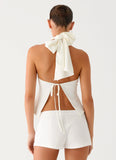 Maddox Scarf Top White
