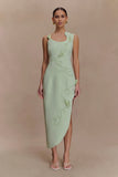 Virginia Suiting Embroidered Midi Dress Sage