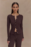 Reese Fitted Knit Cardigan Dark Chocolate