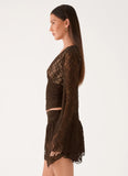 Avelora Lace Top Chocolate