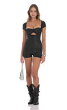 Glitter Cutout Romper in Black